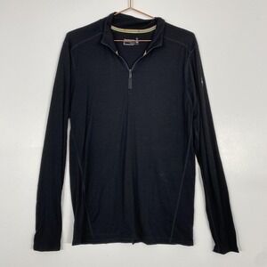 Smartwool Merino 150 Pullover Mens Medium Black 1/4 Zip Base Layer Shirt Outdoor